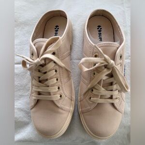 Superga NWT Sneaker Mule 2288-VCOTW  Light Beige Lace-Up